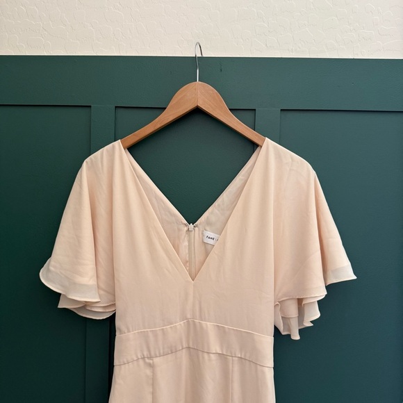Fame and Partners V-Neck Cream Flutter Sleeve Dress - Picture 2 of 13